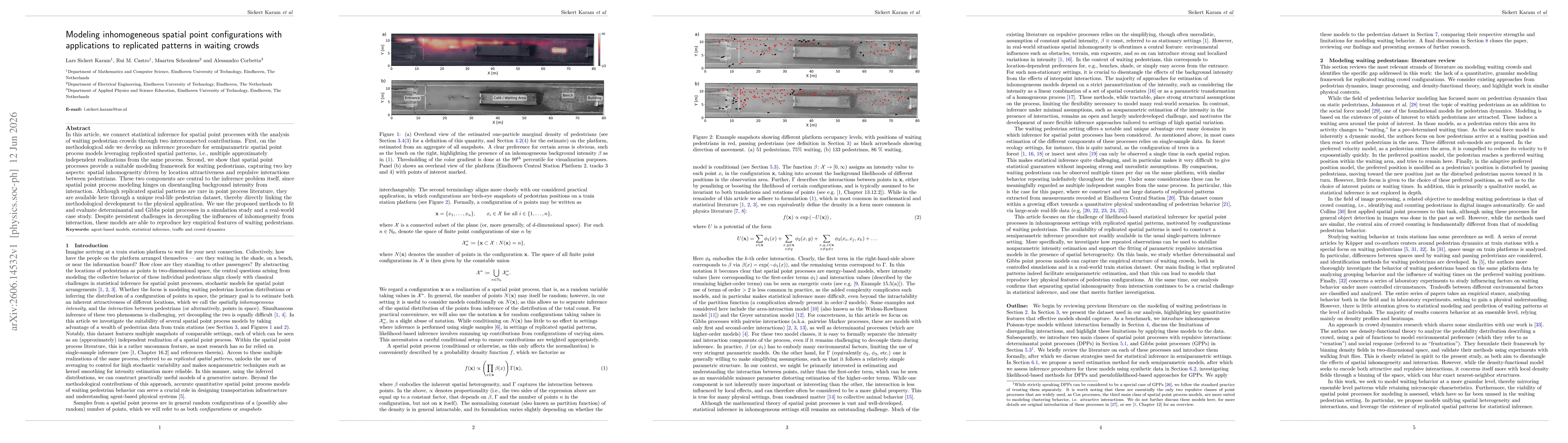Thumbnail for Modeling inhomogeneous spatial point configurations with applications to replicated patterns in waiting crowds
