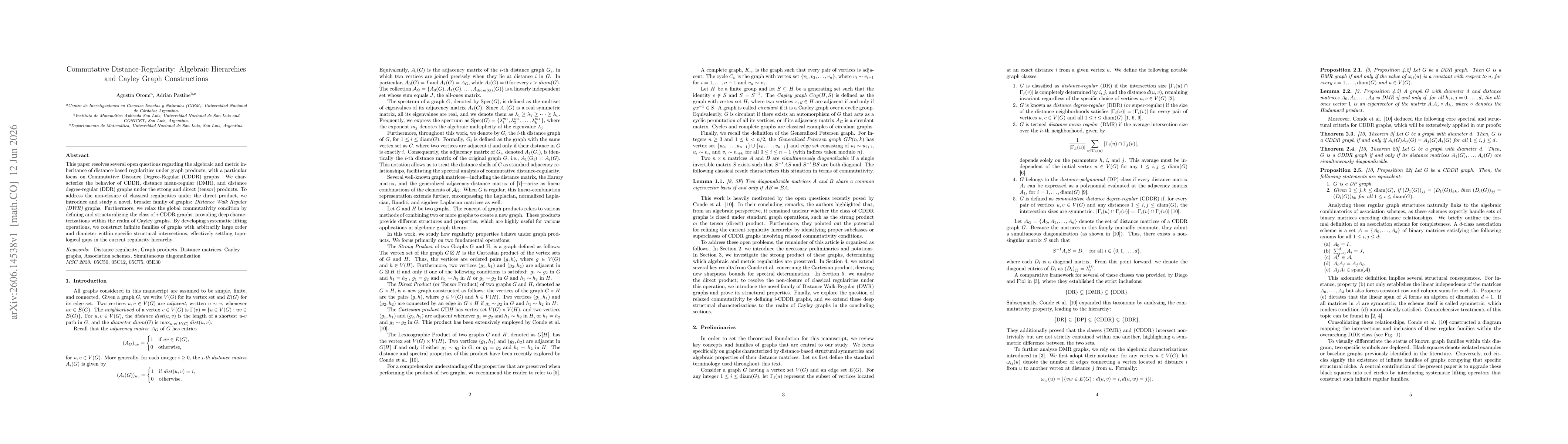 Thumbnail for Commutative Distance-Regularity: Algebraic Hierarchies and Cayley Graph Constructions