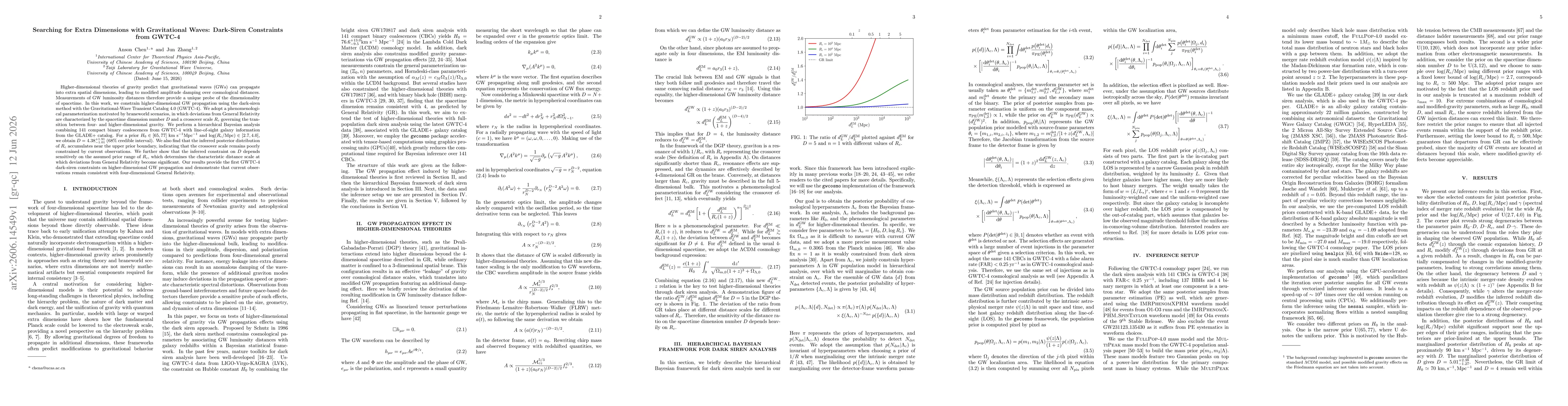 Thumbnail for Searching for Extra Dimensions with Gravitational Waves: Dark-Siren Constraints from GWTC-4