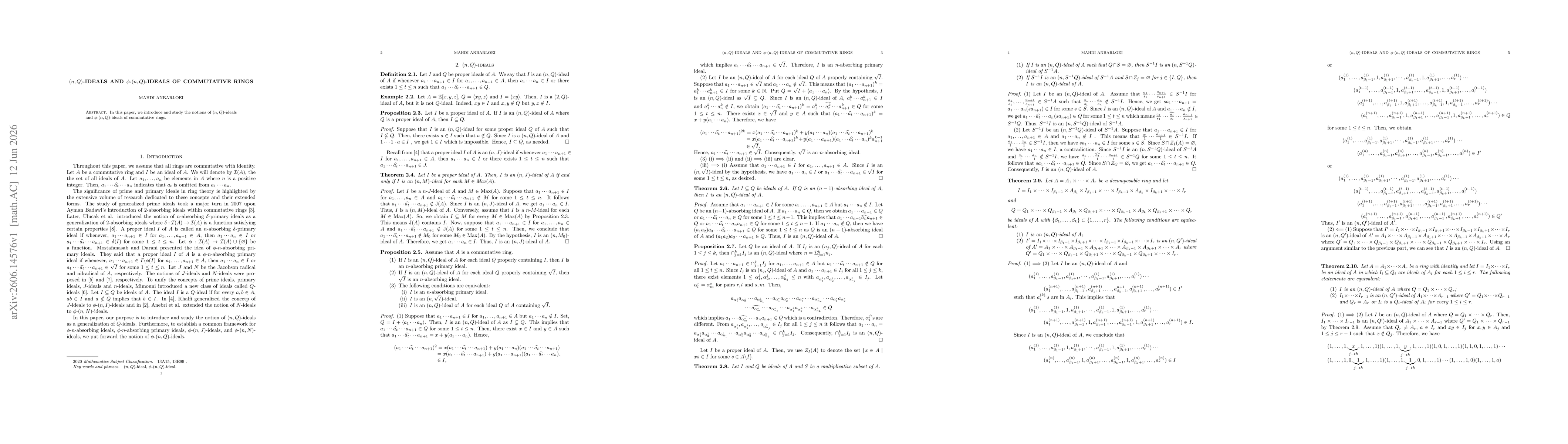 Thumbnail for (n,Q)-ideals ans phi-(n,Q)-ideals of commutative rings