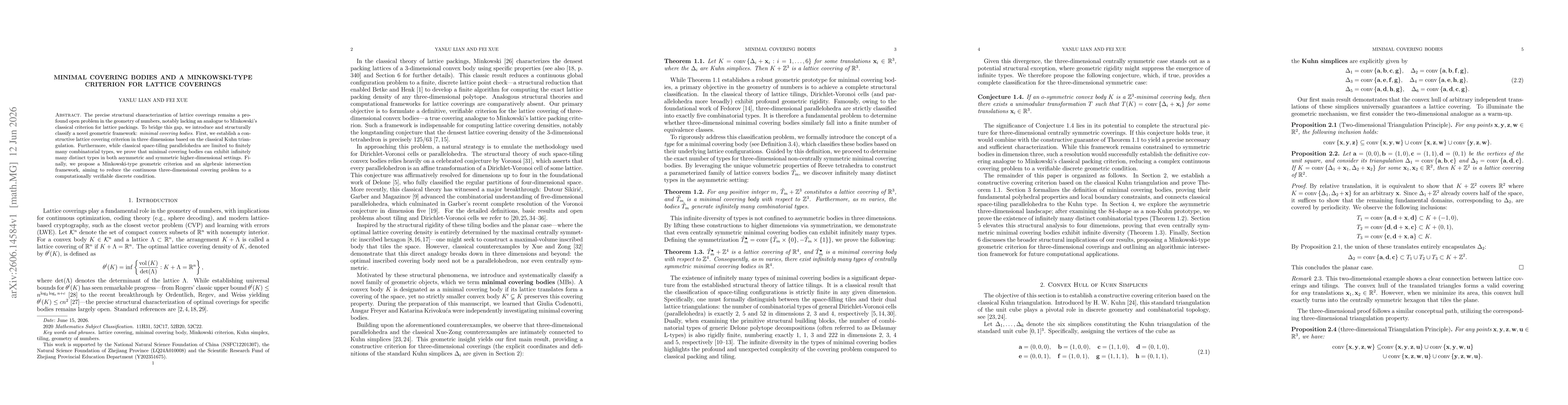 Thumbnail for Minimal Covering Bodies and a Minkowski-Type Criterion for Lattice Coverings