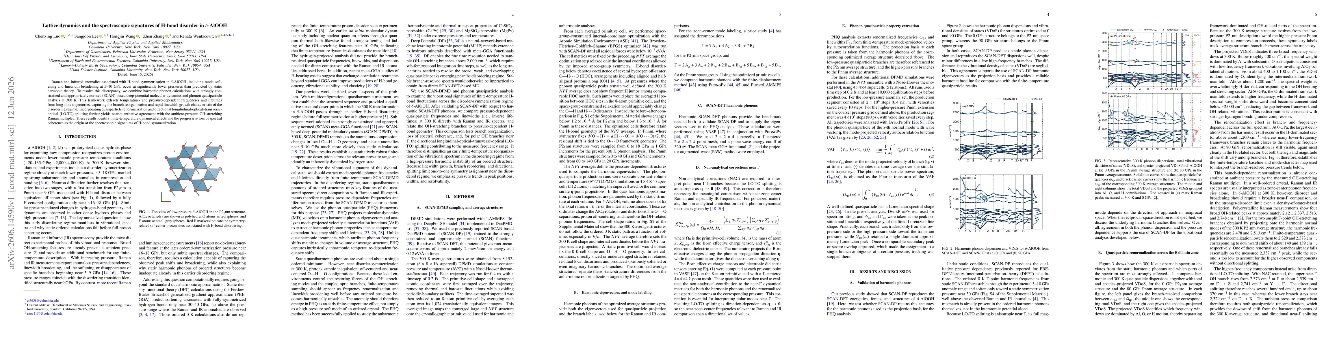 Thumbnail for Lattice dynamics and the spectroscopic signatures of H-bond disorder in $δ$-AlOOH