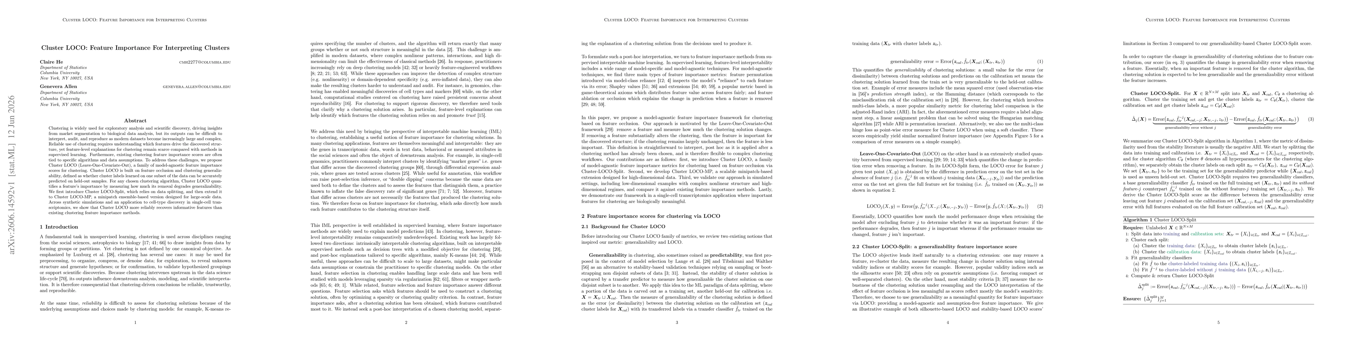 Thumbnail for Cluster LOCO: Feature Importance For Interpreting Clusters
