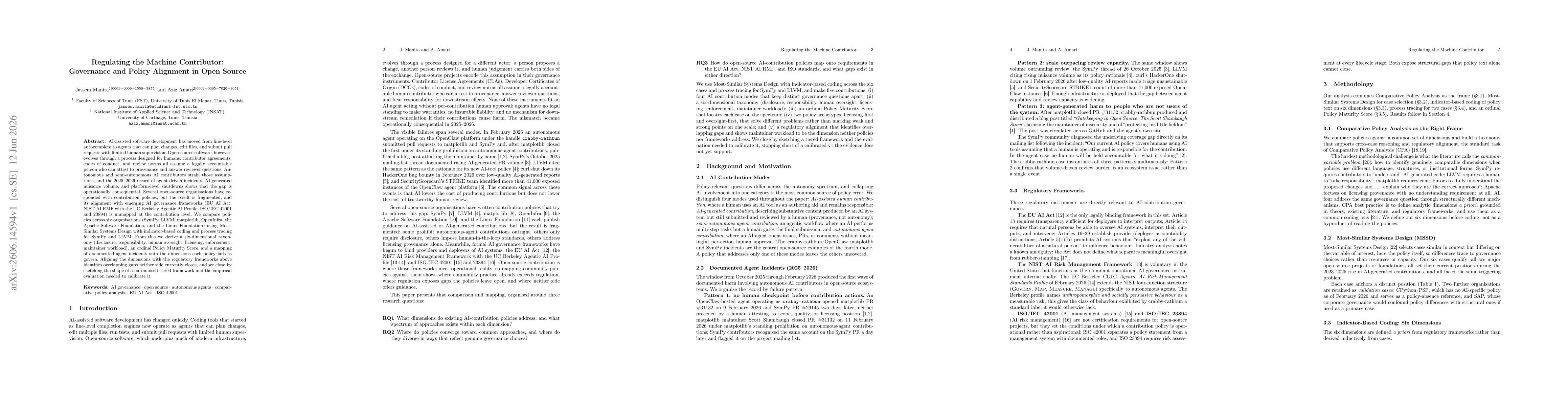 Thumbnail for Regulating the Machine Contributor: Governance and Policy Alignment in Open Source