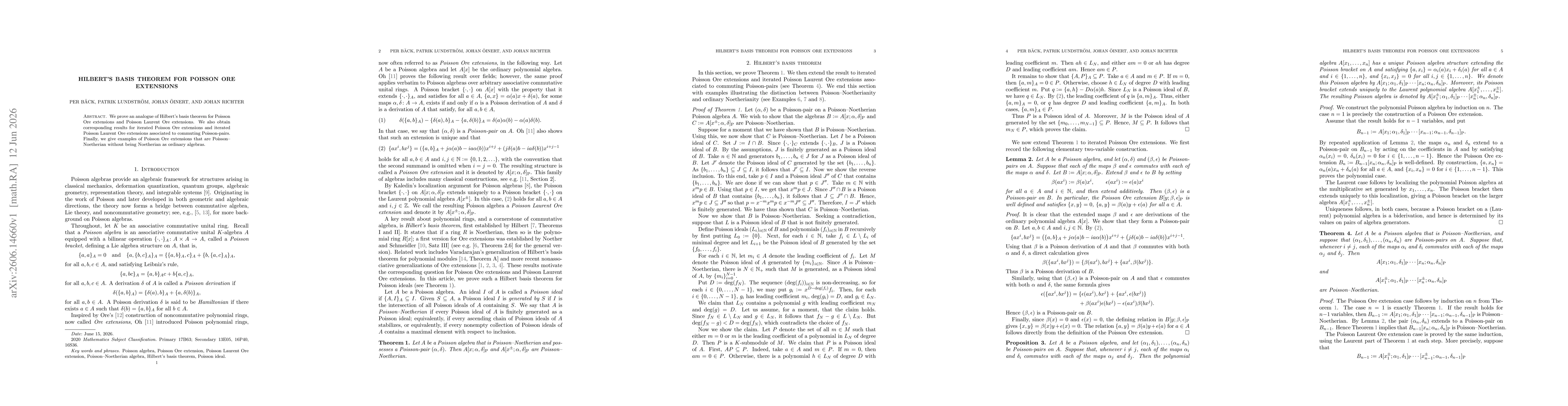 Thumbnail for Hilbert's basis theorem for Poisson Ore extensions