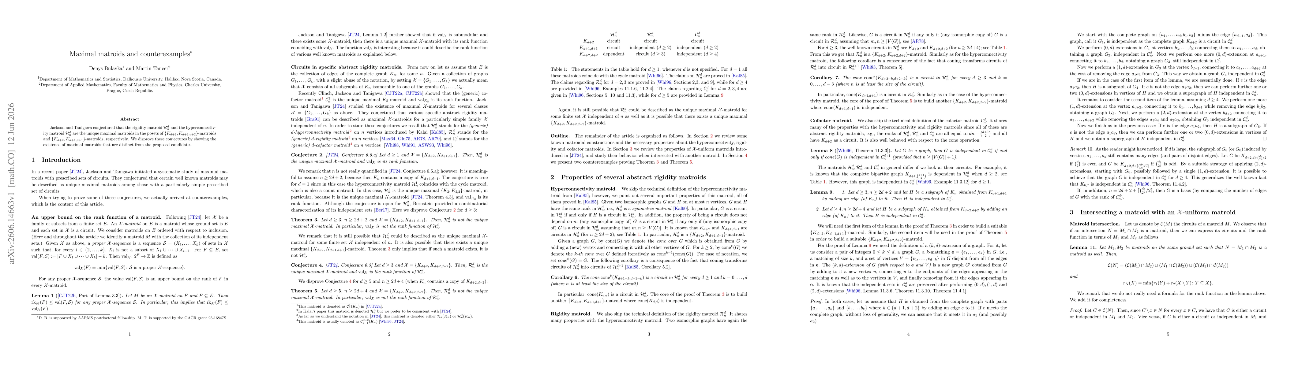 Thumbnail for Maximal matroids and counterexamples
