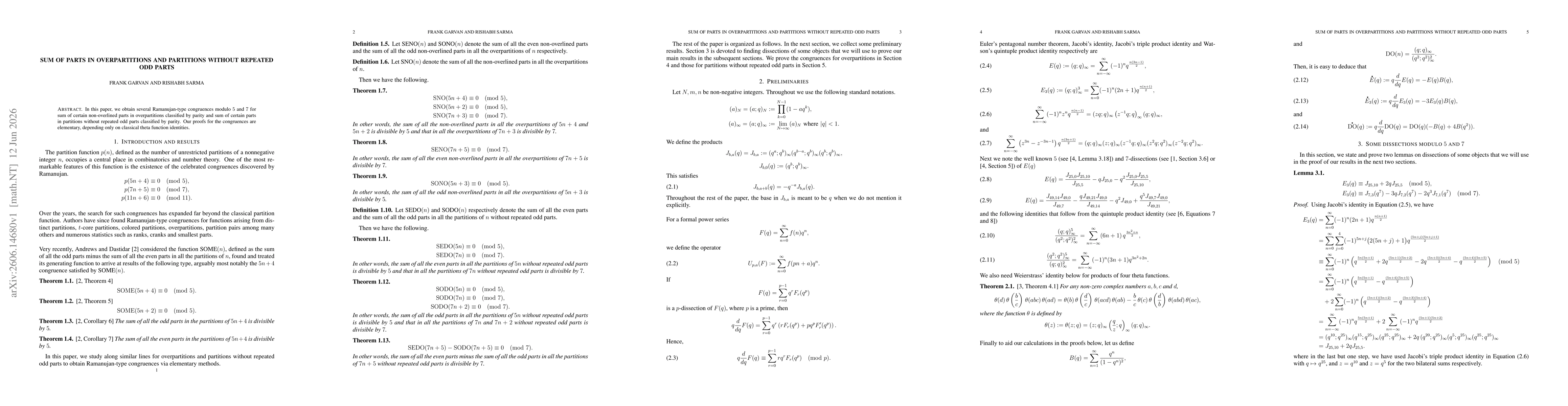 Thumbnail for Sum of parts in overpartitions and partitions without repeated odd parts