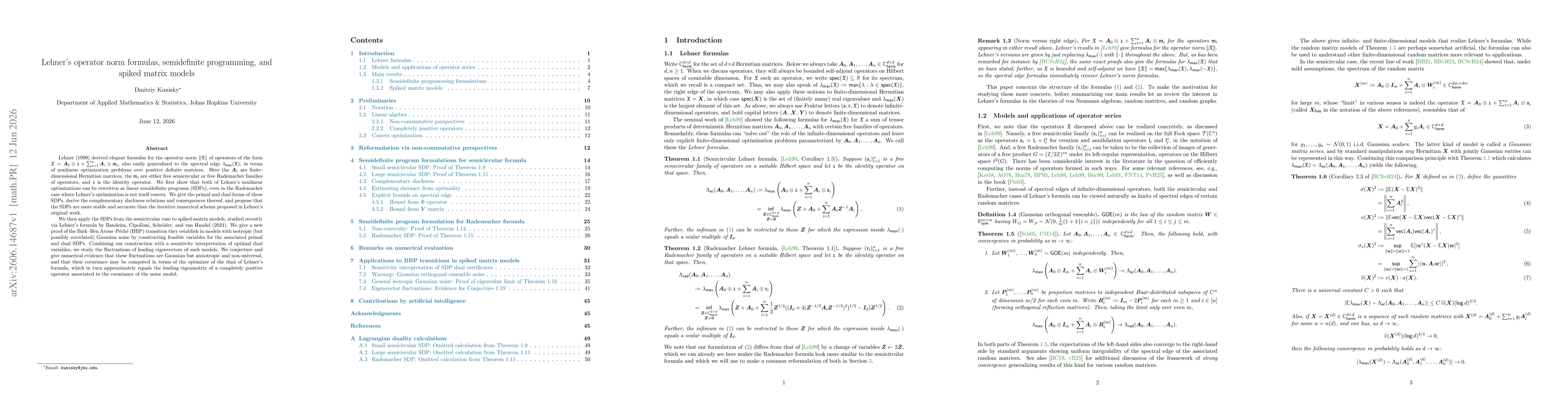 Thumbnail for Lehner's operator norm formulas, semidefinite programming, and spiked matrix models