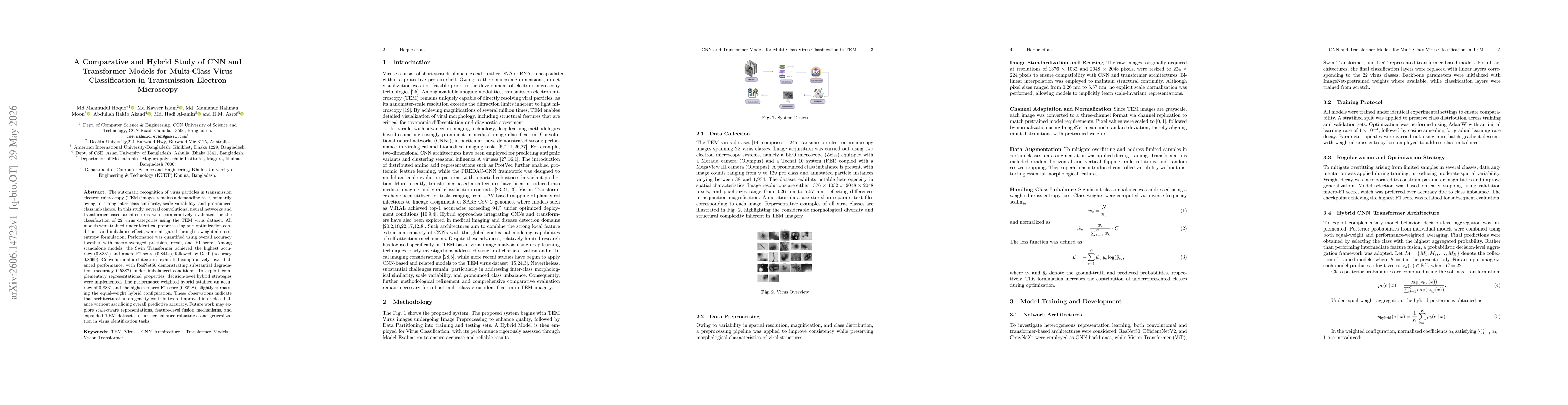 Thumbnail for A Comparative and Hybrid Study of CNN and Transformer Models for Multi-Class Virus Classification in Transmission Electron Microscopy