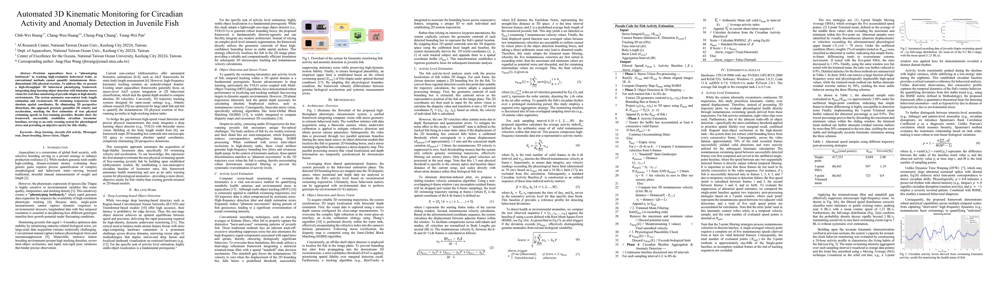 Thumbnail for Automated 3D Kinematic Monitoring for Circadian Activity and Anomaly Detection in Juvenile Fish