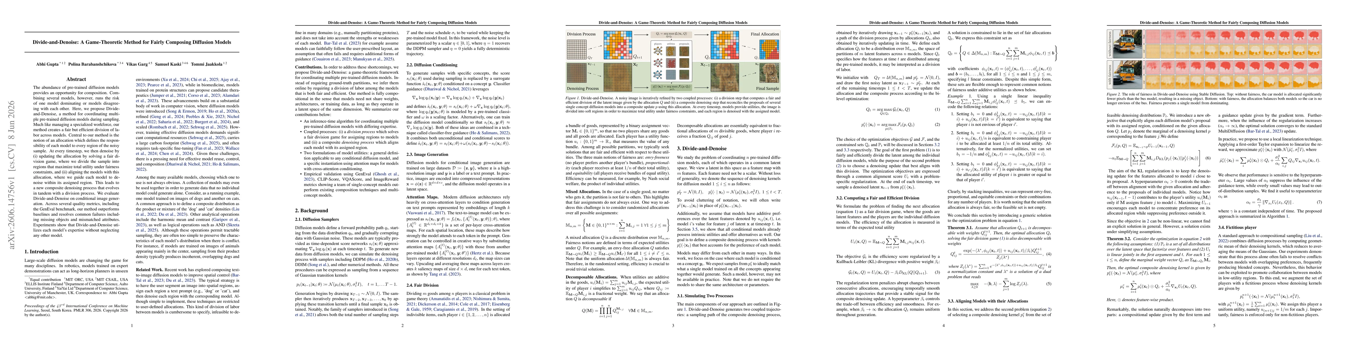 Thumbnail for Divide-and-Denoise: A Game-Theoretic Method for Fairly Composing Diffusion Models