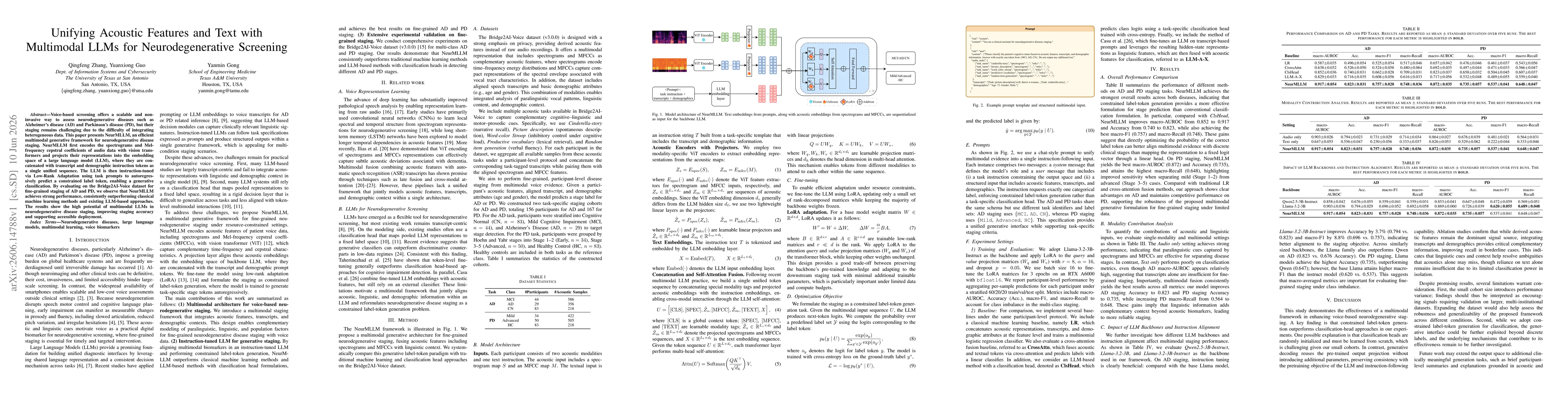 Thumbnail for Unifying Acoustic Features and Text with Multimodal LLMs for Neurodegenerative Screening