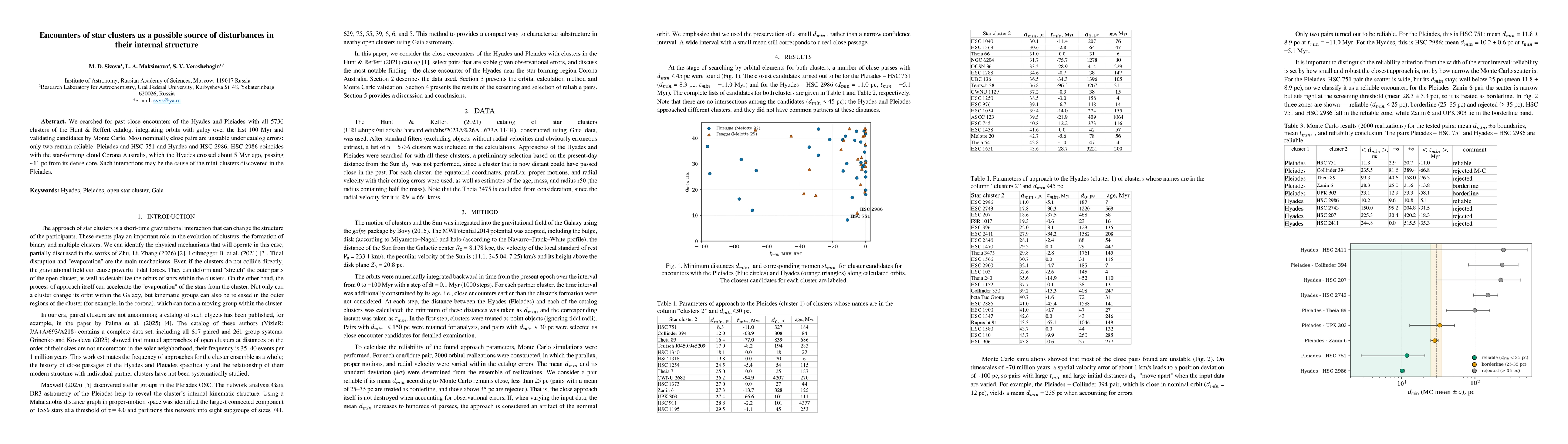 Thumbnail for Encounters of star clusters as a possible source of disturbances in their internal structure