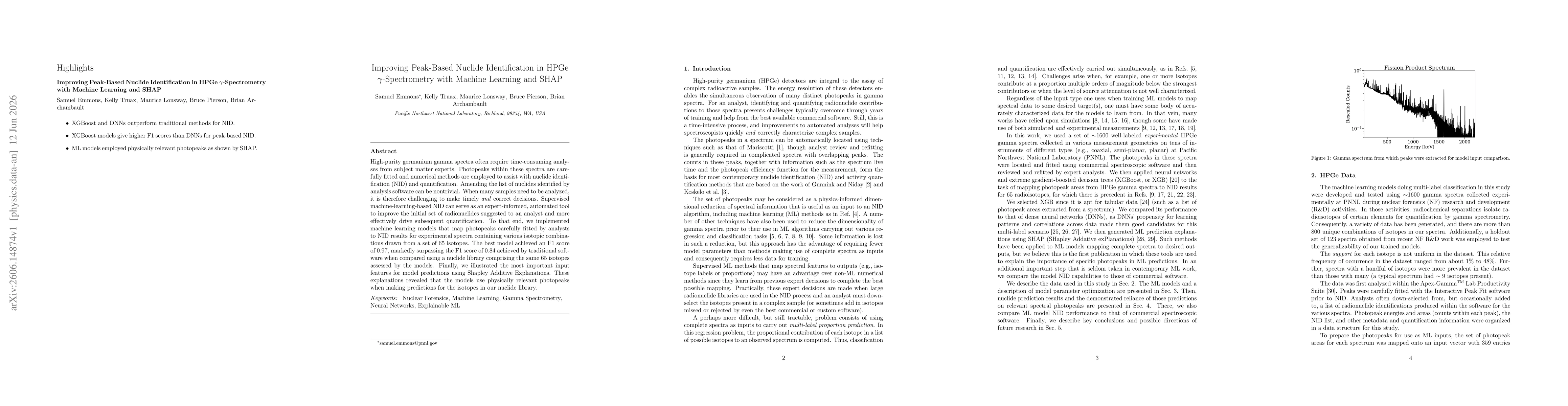Thumbnail for Peak-Based Nuclide Identification in HPGe $γ$-Spectrometry with Machine Learning and SHAP