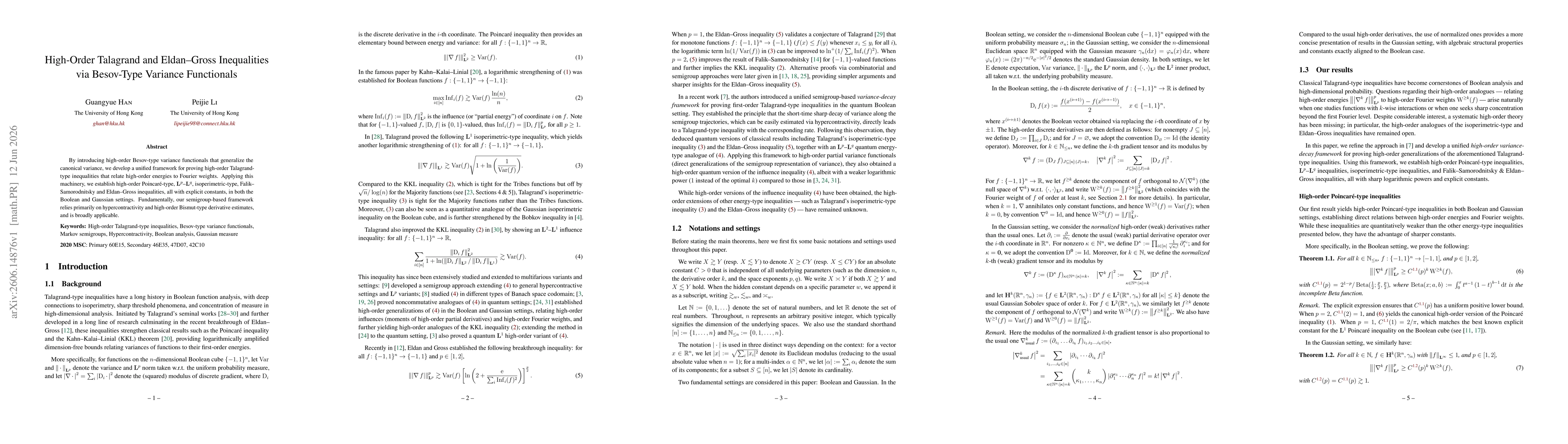 Thumbnail for High-Order Talagrand and Eldan--Gross Inequalities via Besov-Type Variance Functionals