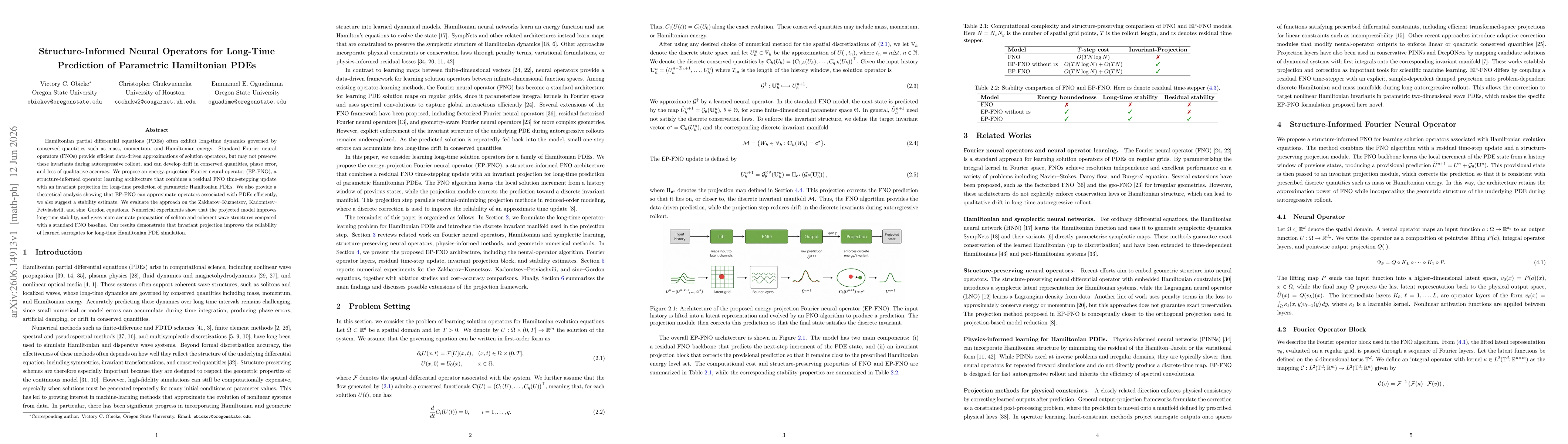 Thumbnail for Structure-Informed Neural Operators for Long-Time Prediction of Parametric Hamiltonian PDEs