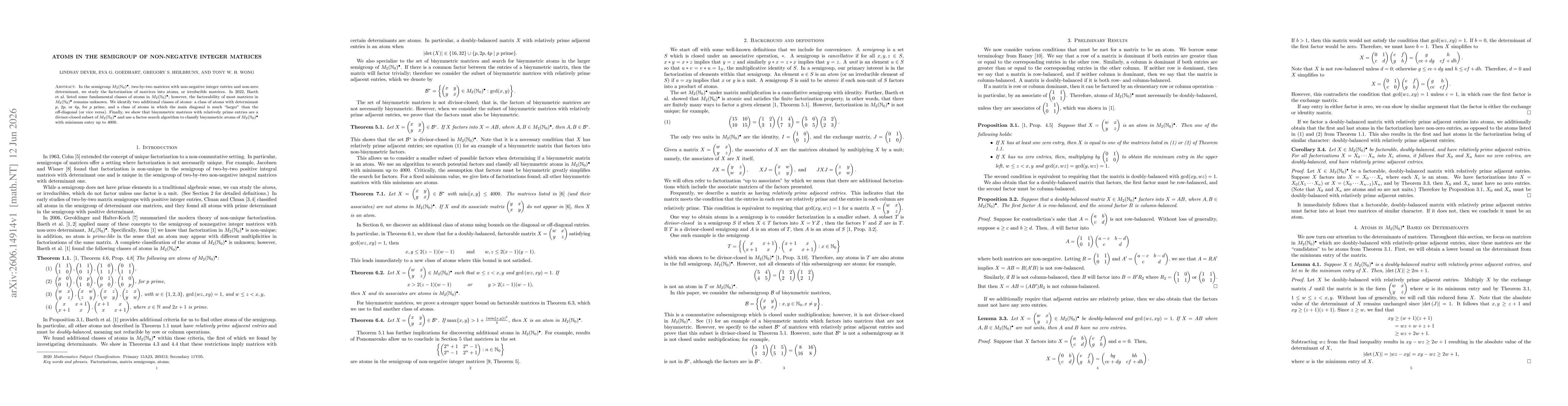 Thumbnail for Atoms in the Semigroup of Non-Negative Integer Matrices