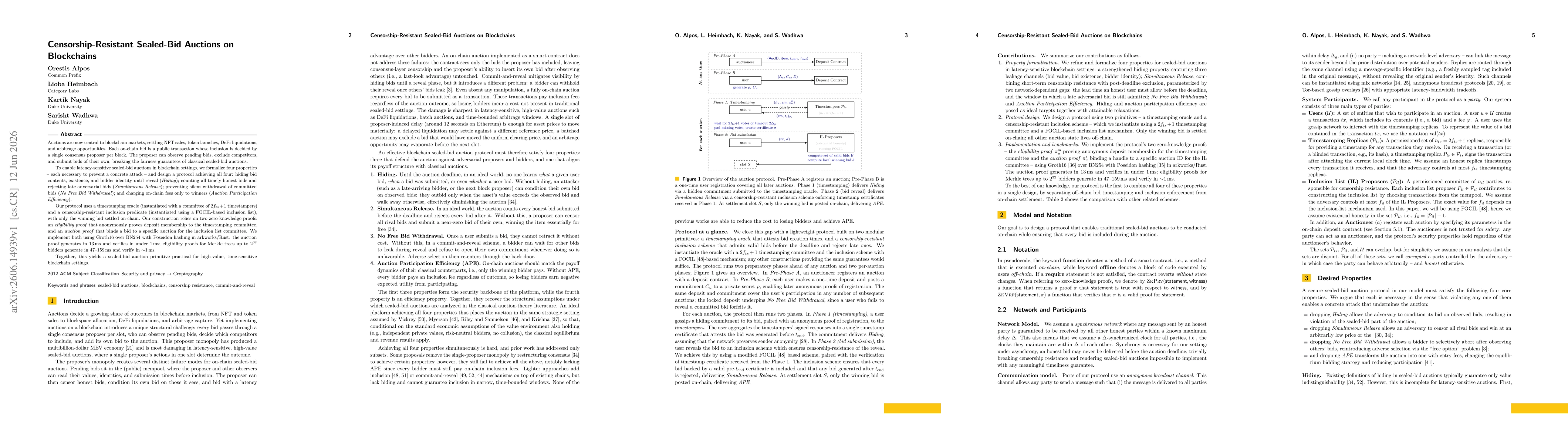 Thumbnail for Censorship-Resistant Sealed-Bid Auctions on Blockchains