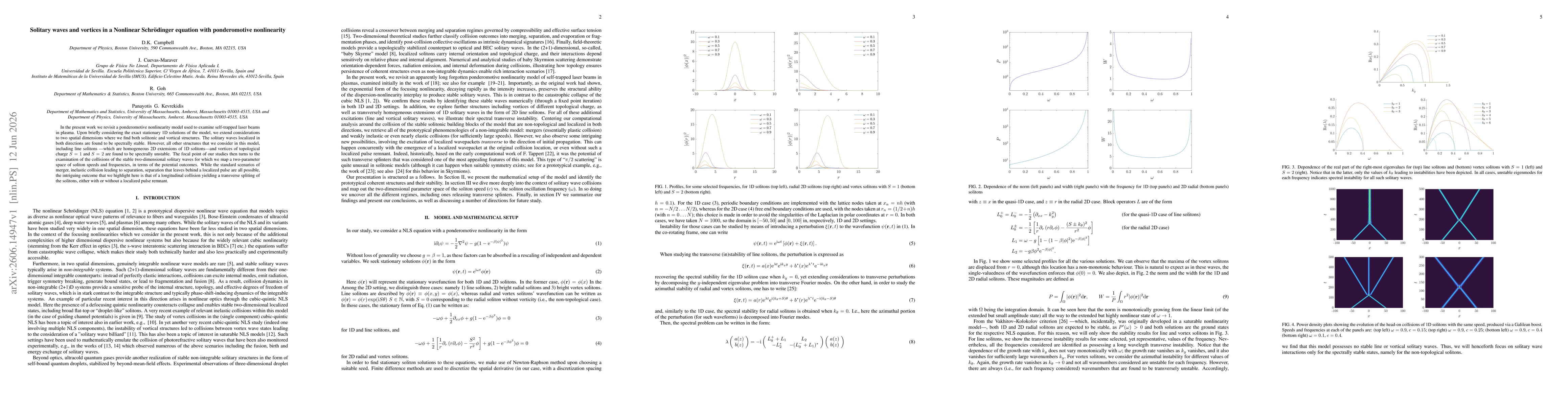 Thumbnail for Solitary waves and vortices in a Nonlinear Schrödinger equation with ponderomotive nonlinearity
