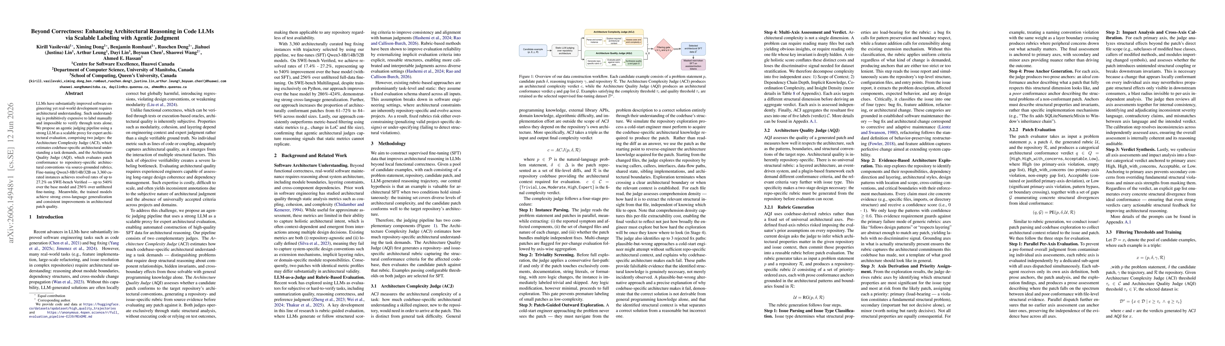 Thumbnail for Beyond Correctness: Enhancing Architectural Reasoning in Code LLMs via Scalable Labeling with Agentic Judgment