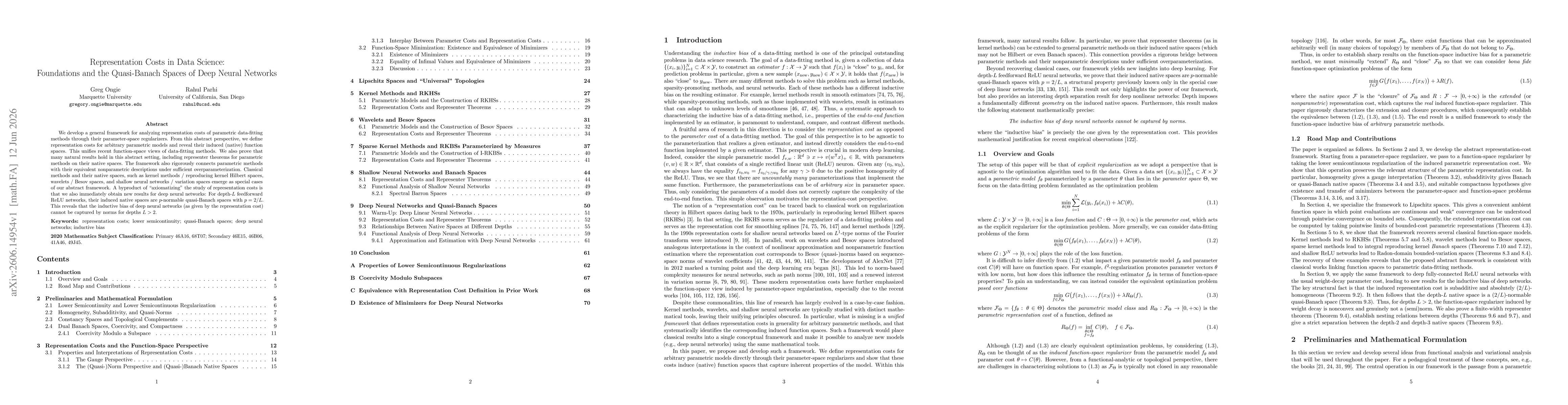 Thumbnail for Representation Costs in Data Science: Foundations and the Quasi-Banach Spaces of Deep Neural Networks