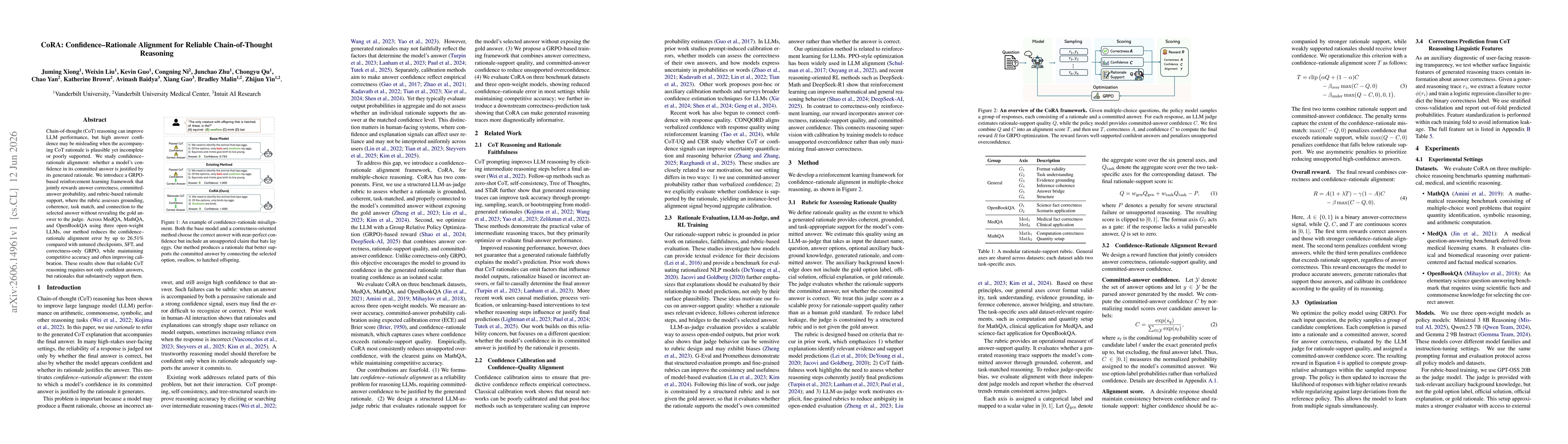 Thumbnail for CoRA: Confidence-Rationale Alignment for Reliable Chain-of-Thought Reasoning