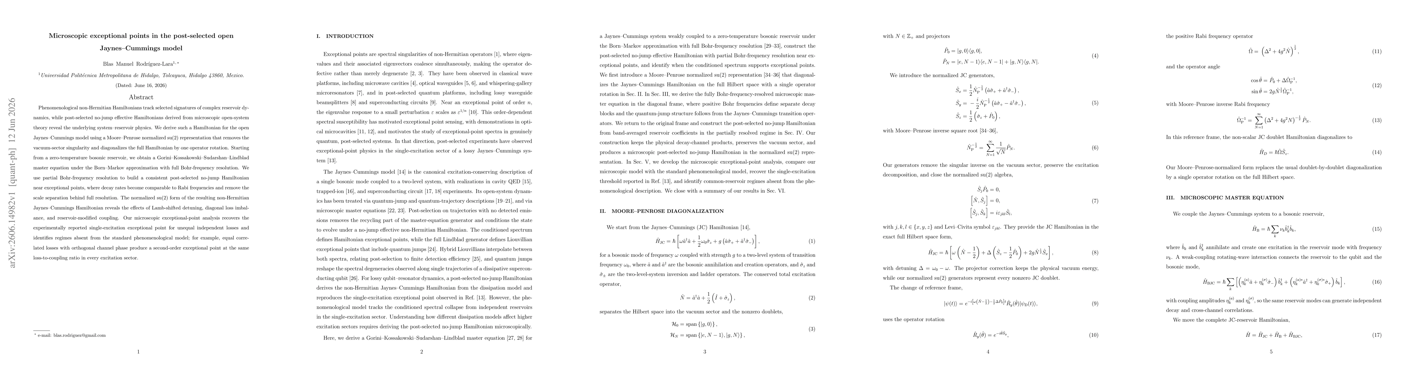 Thumbnail for Microscopic exceptional points in the post-selected open Jaynes--Cummings model