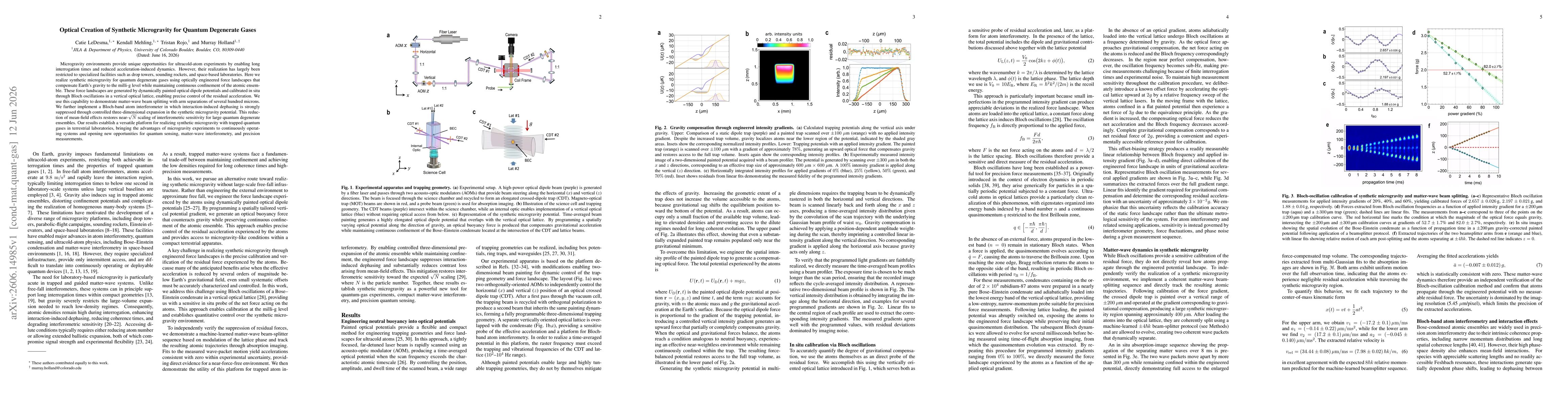 Thumbnail for Optical Creation of Synthetic Microgravity for Quantum Degenerate Gases
