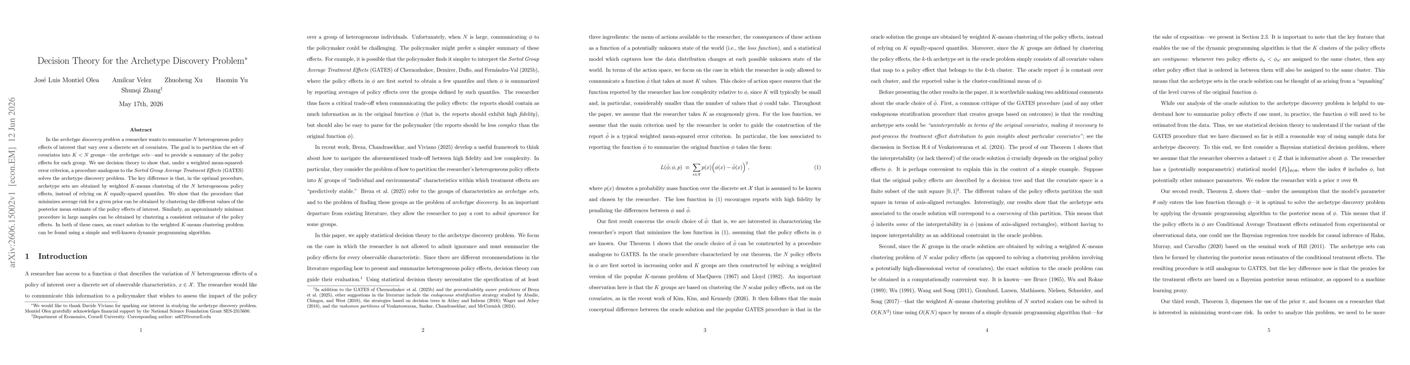 Thumbnail for Decision Theory for the Archetype Discovery Problem