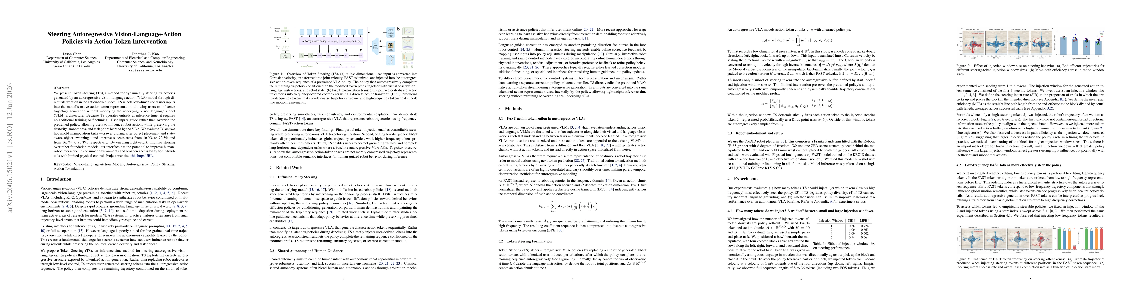 Thumbnail for Steering Autoregressive Vision-Language-Action Policies via Action Token Intervention