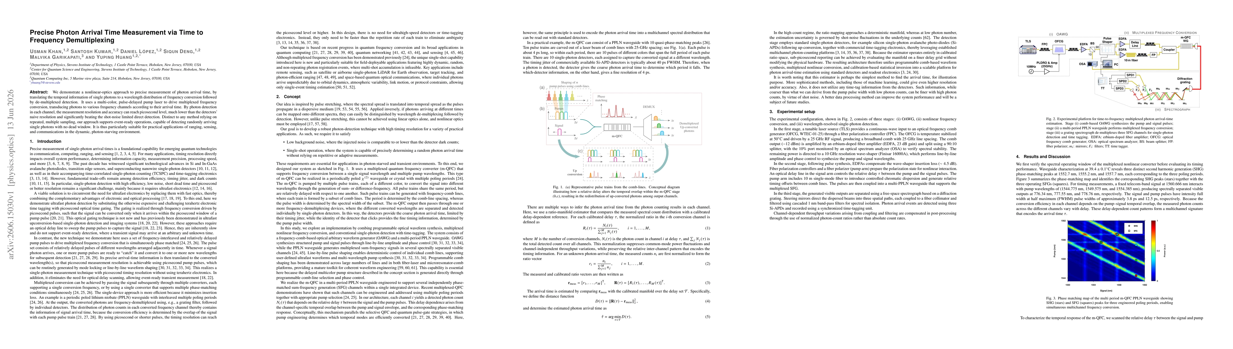 Thumbnail for Precise Photon Arrival Time Measurement via Time to Frequency Demultiplexing