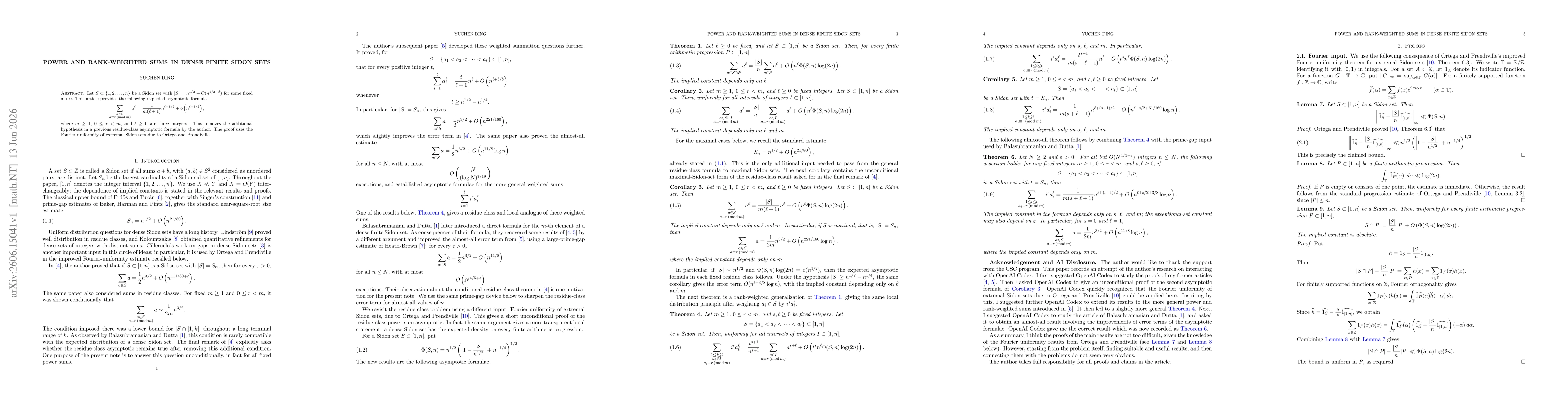 Thumbnail for Power and rank-weighted sums in dense finite Sidon sets