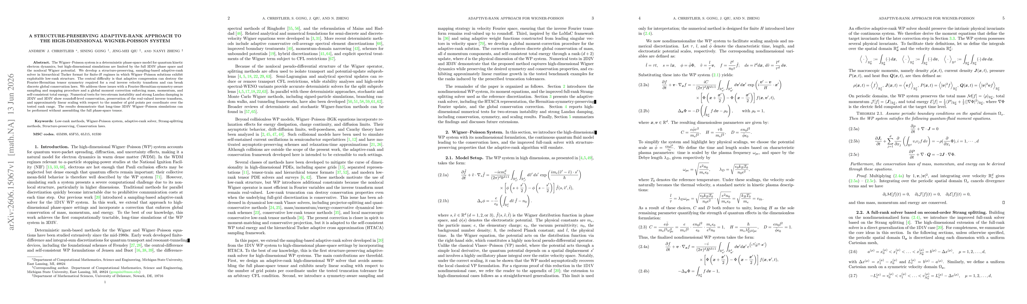 Thumbnail for A Structure-preserving Adaptive-Rank Approach to the High-Dimensional Wigner-Poisson System