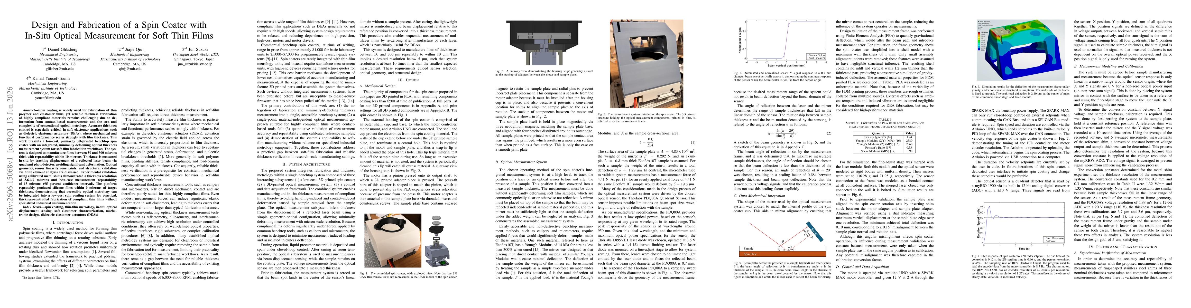 Thumbnail for Design and Fabrication of a Spin Coater with In-Situ Optical Measurement for Soft Thin Films