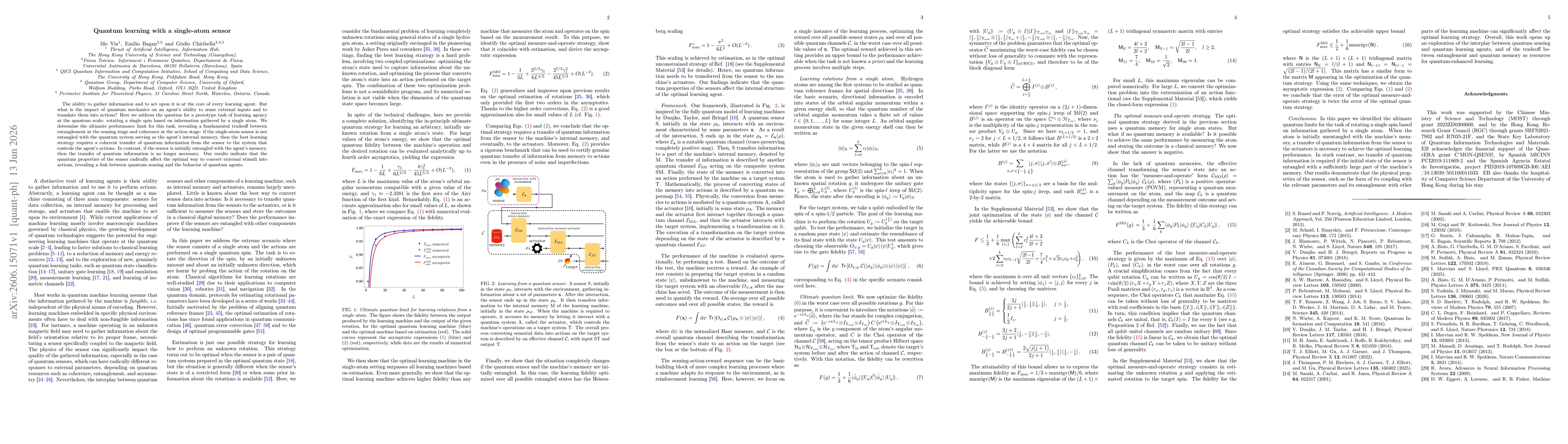 Thumbnail for Quantum learning with a single-atom sensor