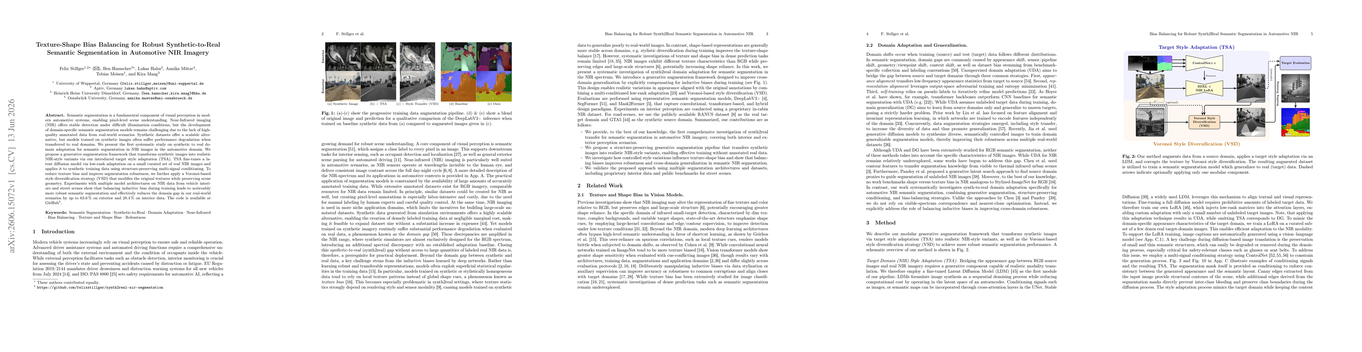Thumbnail for Texture-Shape Bias Balancing for Robust Synthetic-to-Real Semantic Segmentation in Automotive NIR Imagery