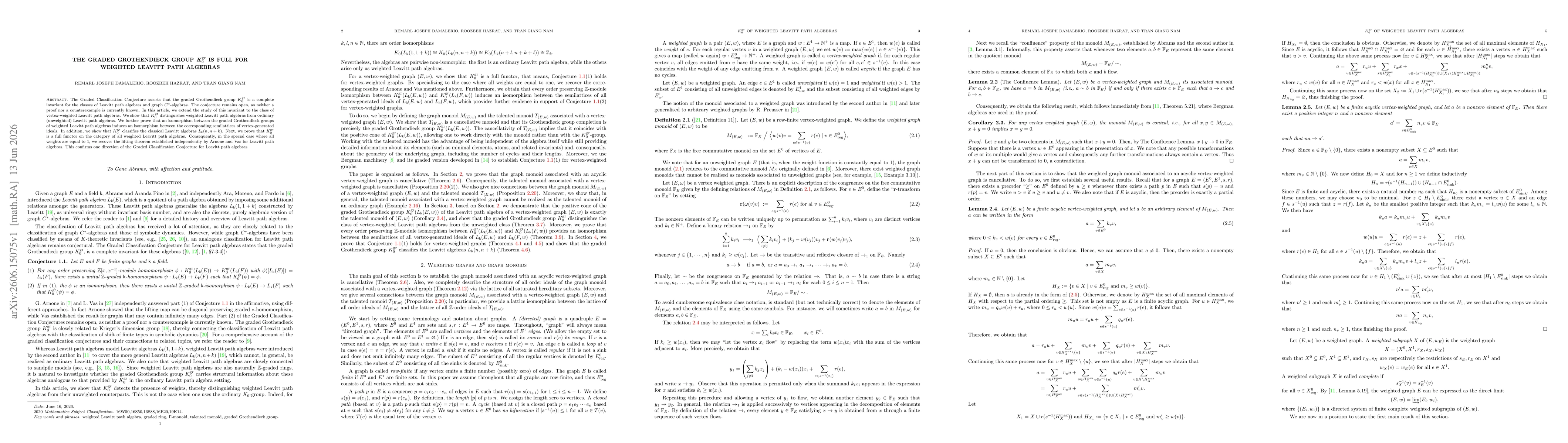 Thumbnail for The graded Grothendieck group ${K}_0^{\mathrm{gr}}$ is full for weighted Leavitt path algebras