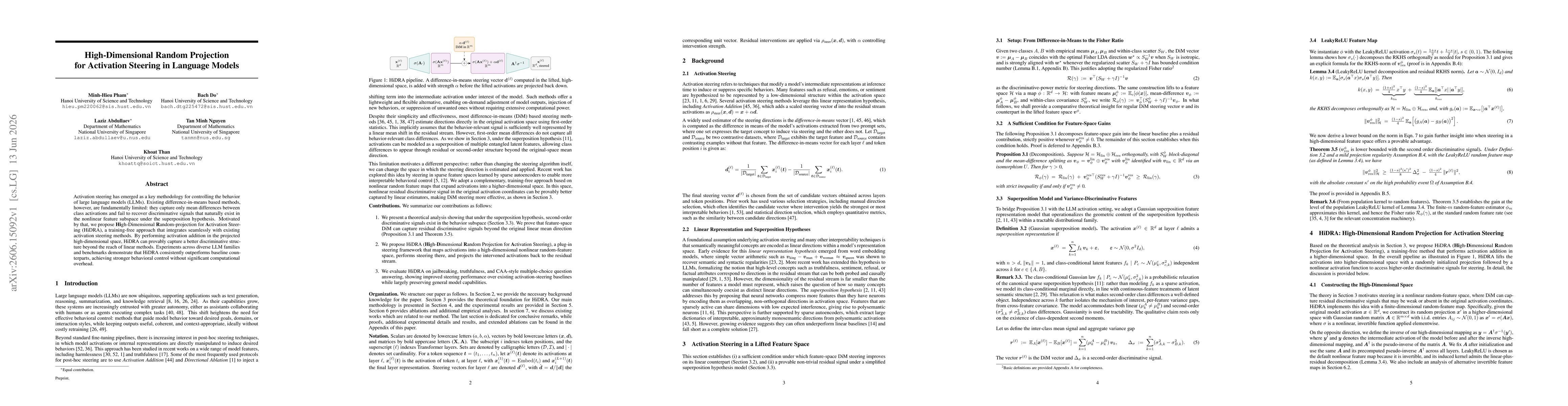 Thumbnail for High-Dimensional Random Projection for Activation Steering in Language Models