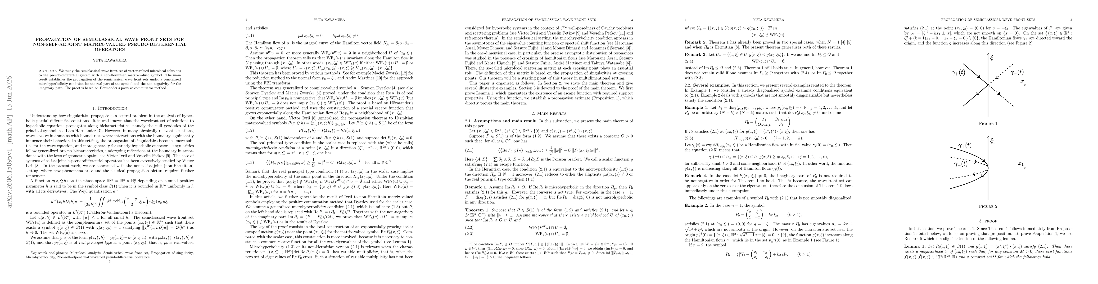 Thumbnail for Propagation of Semiclassical Wave Front Sets for Non-Self-Adjoint Matrix-Valued Pseudo-Differential Operators