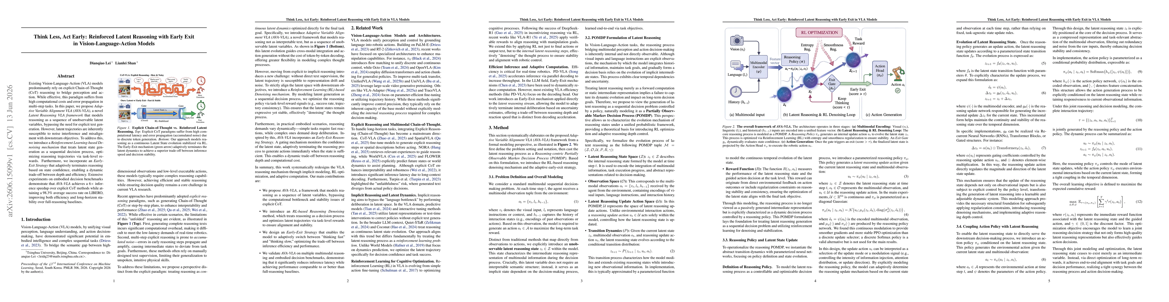 Thumbnail for Think Less, Act Early: Reinforced Latent Reasoning with Early Exit in Vision-Language-Action Models