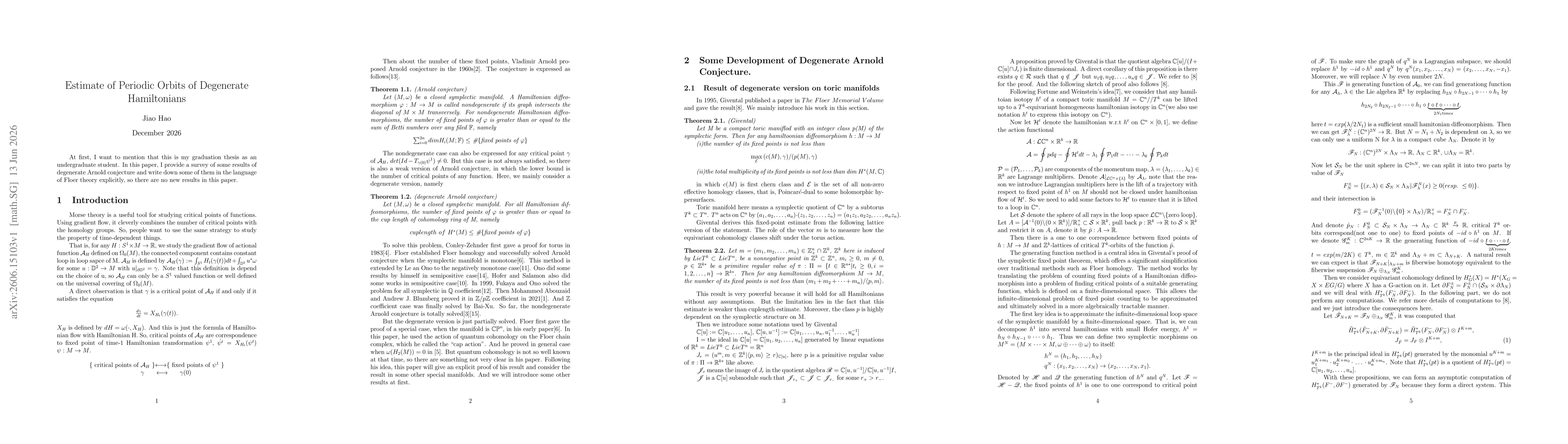 Thumbnail for Estimate of Periodic Orbits of Degenerate Hamiltonians