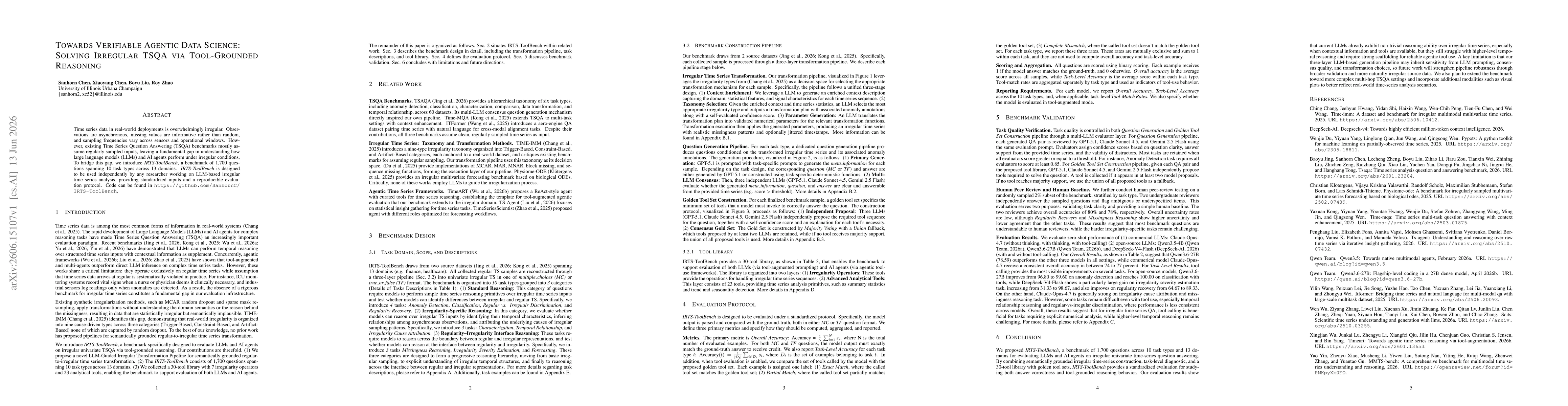 Thumbnail for Towards Verifiable Agentic Data Science: Solving Irregular TSQA Via Tool-Grounded Reasoning