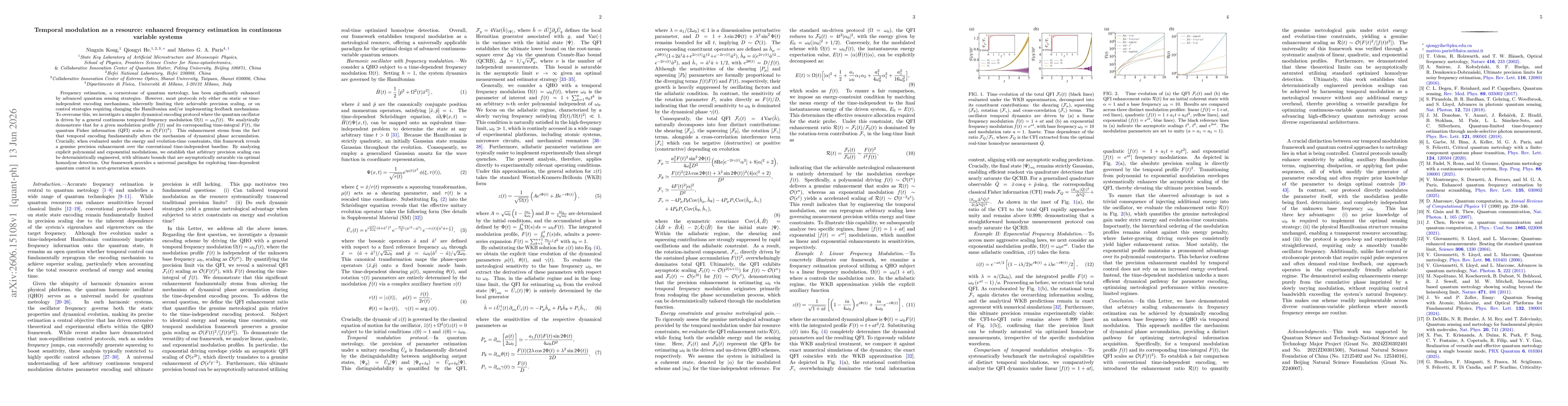 Thumbnail for Temporal modulation as a resource: enhanced frequency estimation in continuous variable systems