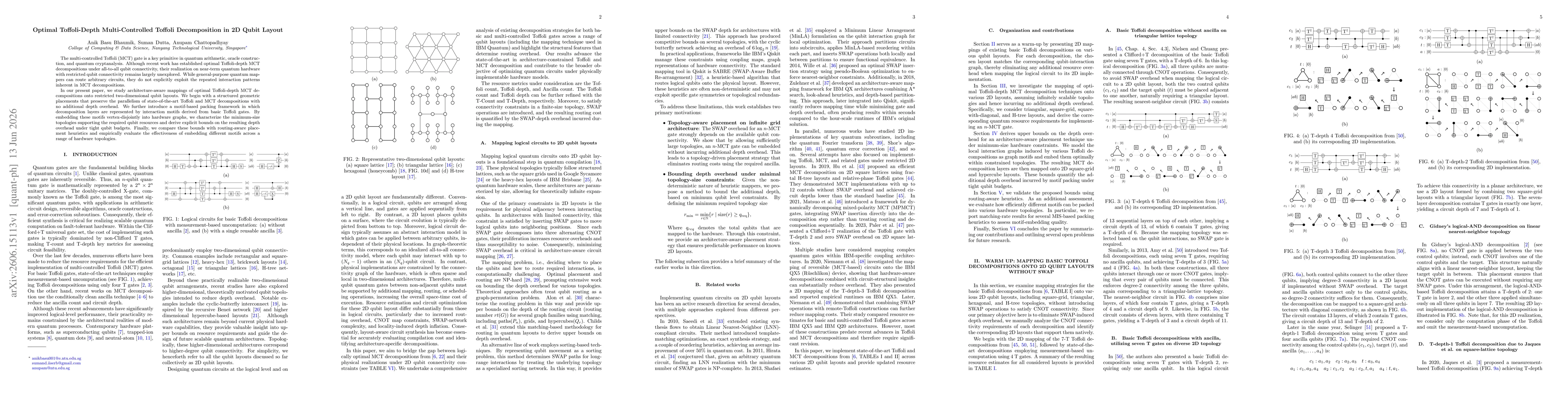 Thumbnail for Optimal Toffoli-Depth Multi-Controlled Toffoli Decomposition in 2D Qubit Layout