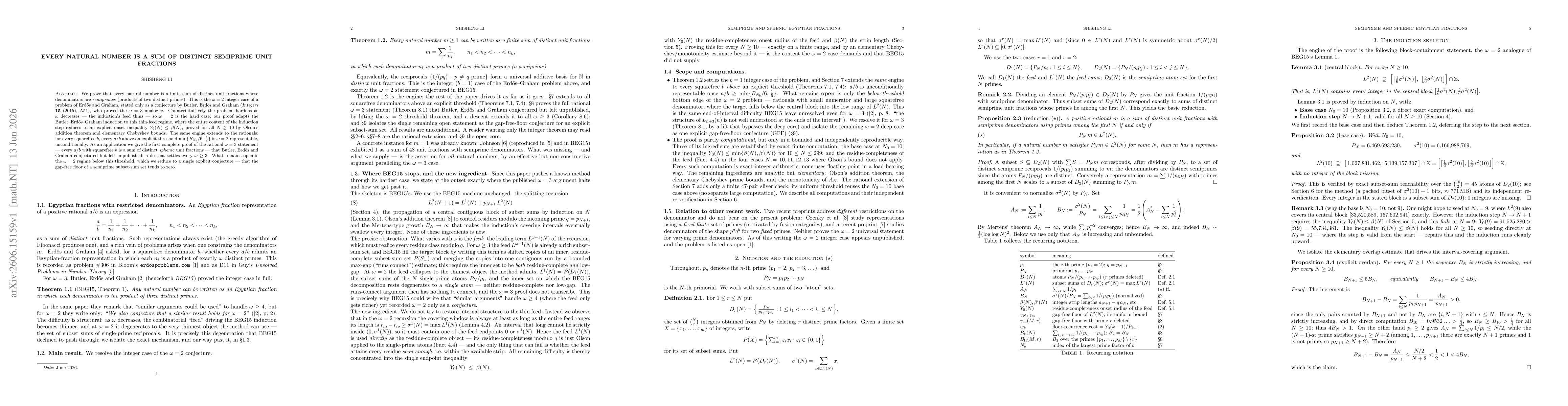 Thumbnail for Every natural number is a sum of distinct semiprime unit fractions