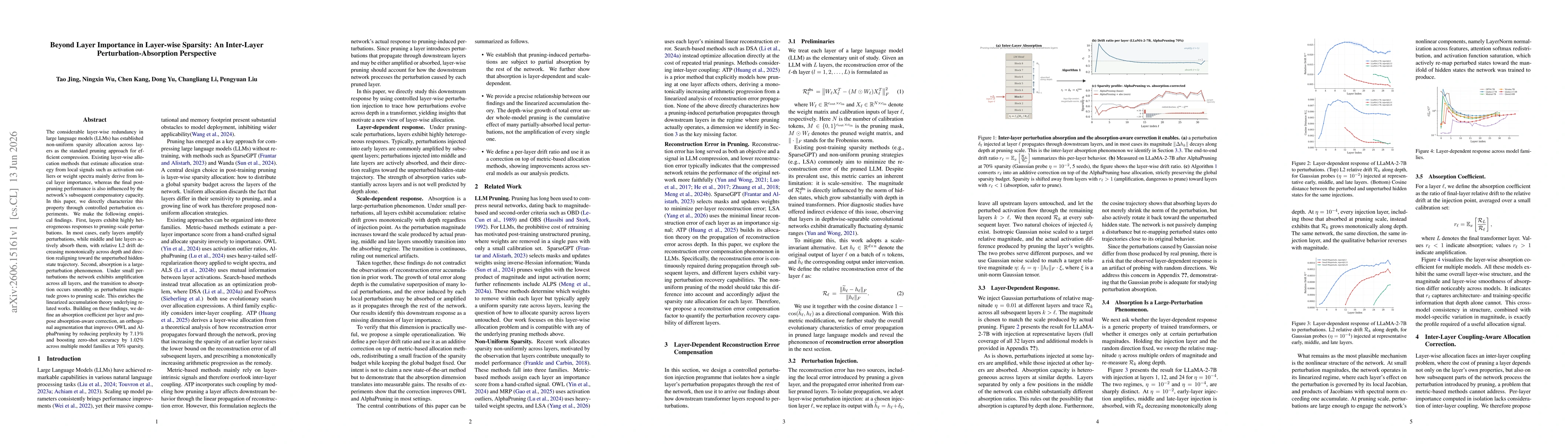 Thumbnail for Beyond Layer Importance in Layer-wise Sparsity: An Inter-Layer Perturbation-Absorption Perspective