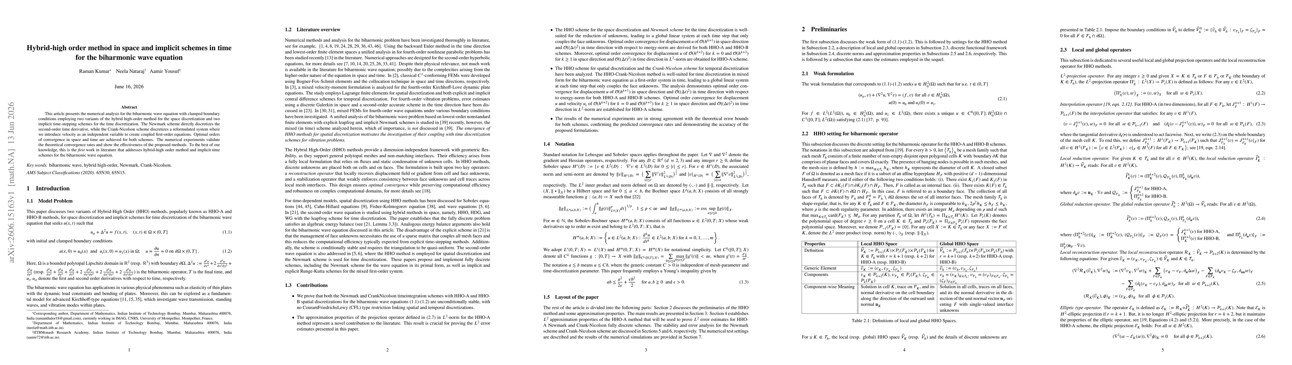 Thumbnail for Hybrid-high order method in space and implicit schemes in time for the biharmonic wave equation