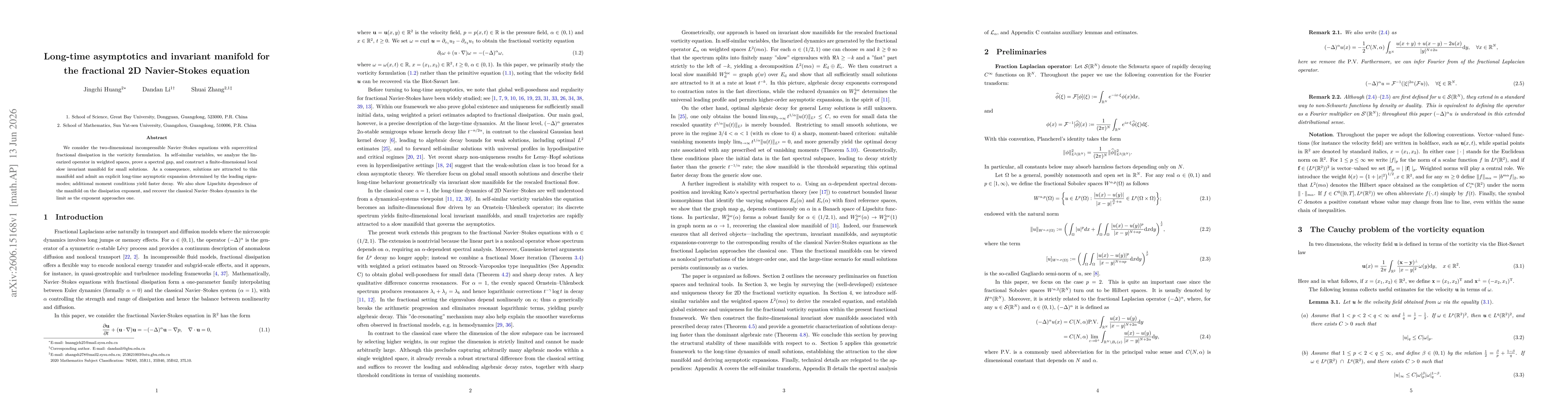 Thumbnail for Long-time asymptotics and invariant manifold for the fractional 2D Navier-Stokes equation