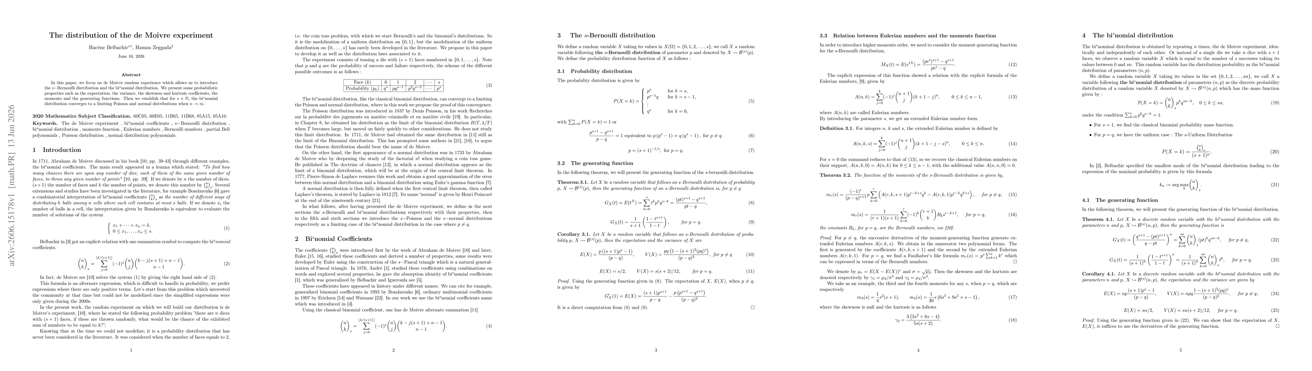 Thumbnail for The distribution of the de Moivre experiment