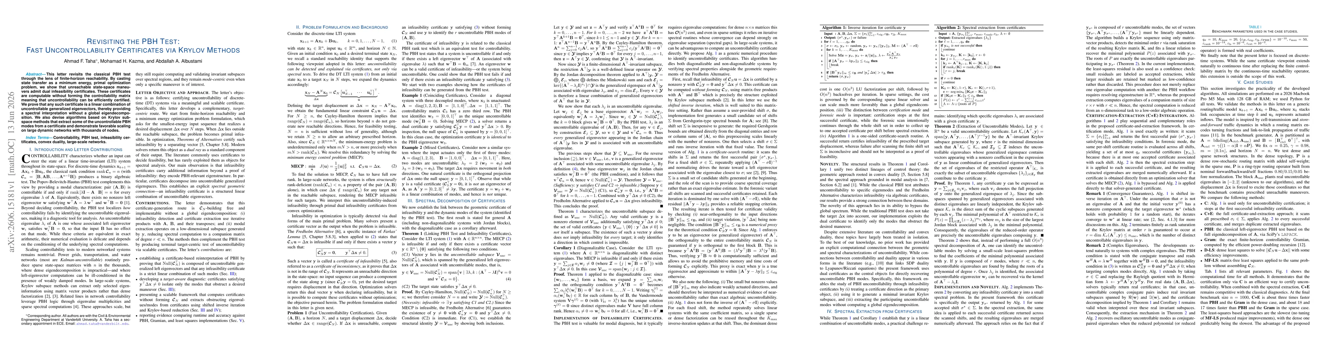 Thumbnail for Revisiting The PBH Test: Fast Uncontrollability Certificates via Krylov Methods